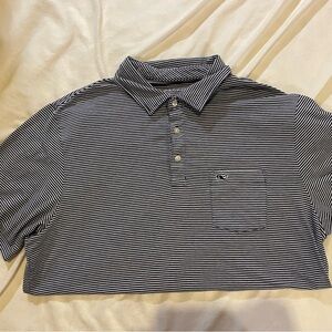 Vineyard Vines Navy and White Striped Polo Shirt